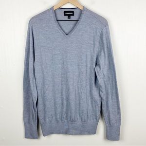 Bonobos Sweater Mens Large Slim Gray Extra Fine Merino Wool‎ V Neck